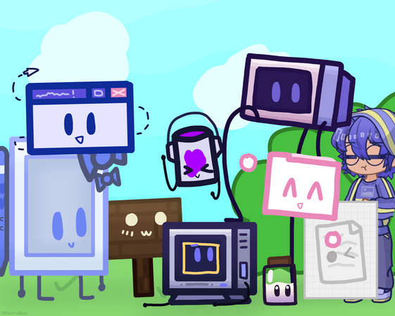 There are 10 of these guys, and from left to right: Scenepad, Windowcore, Signage, Paintbucket, Rom the Sonic Monitor, Shadow Jar, Computerhead, Foldwave, Text File, and Lithium (no relation).